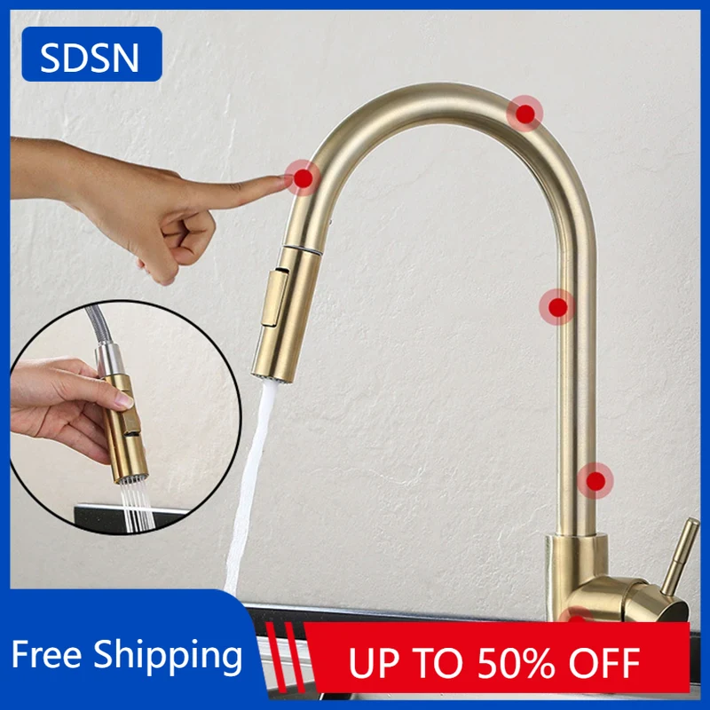 Kitchen Gadgets Mixer - Brushed Gold Touch Kitchen Faucets 304