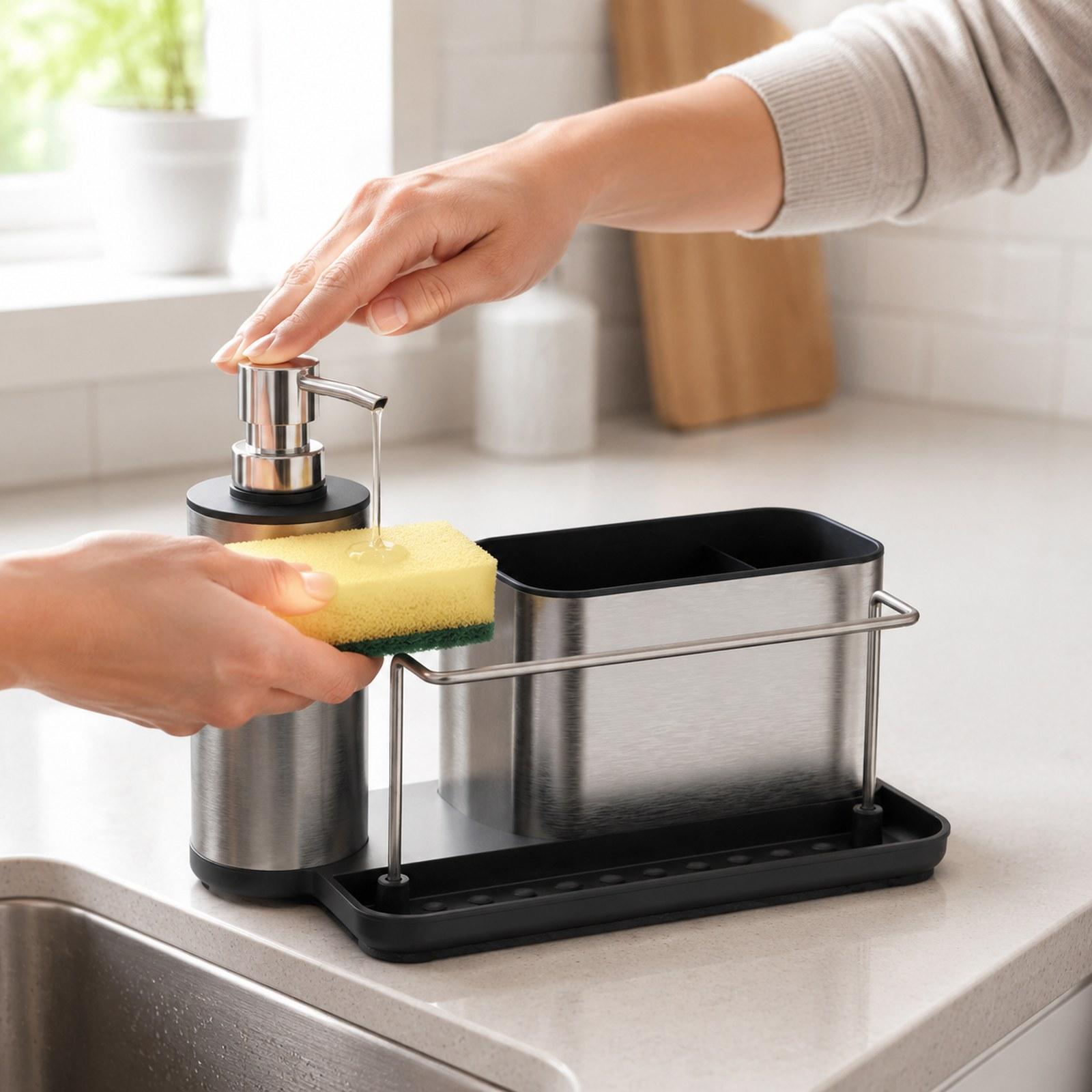 Kitchen Soap Dispenser with Sp - огляд і ціна Kitchen Gadgets Dispenser Brush Holder
