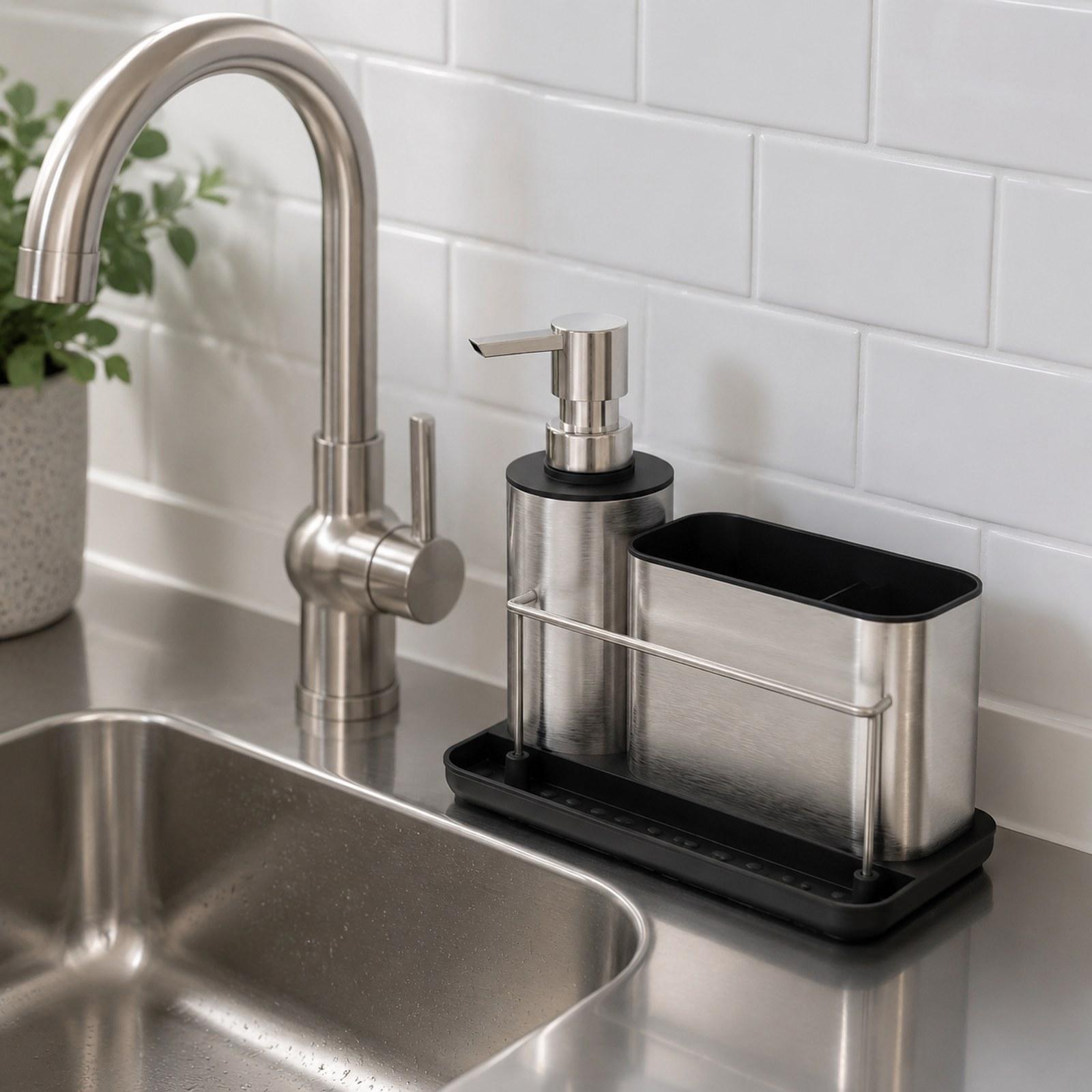 Kitchen Soap Dispenser Set Bru - огляд і ціна Kitchen Gadgets Dispenser Brush Holder